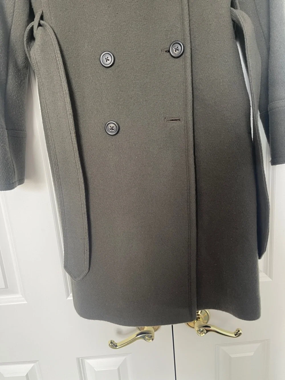 J.Crew Olive Green Stadium Cloth Boulevard Wool Trench Coat